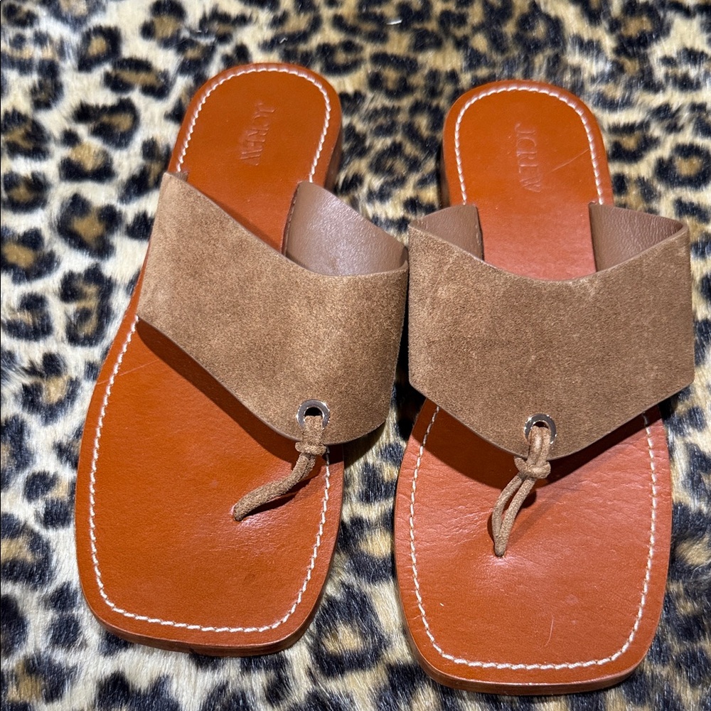 J. Crew Tan Suede Slide Sandals